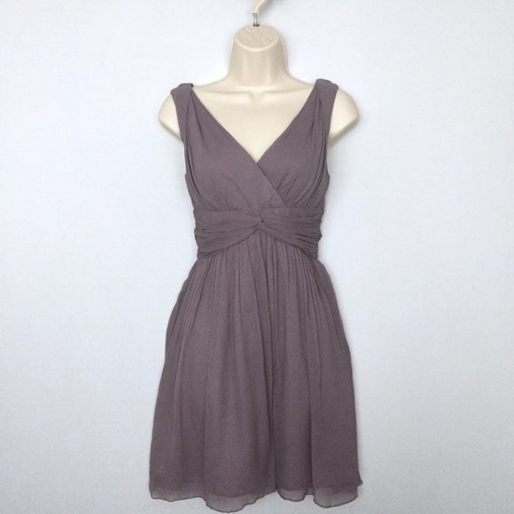 DONNA MORGAN Purple Silk Jessie Twist V-neck Dress - Picture 5 of 6